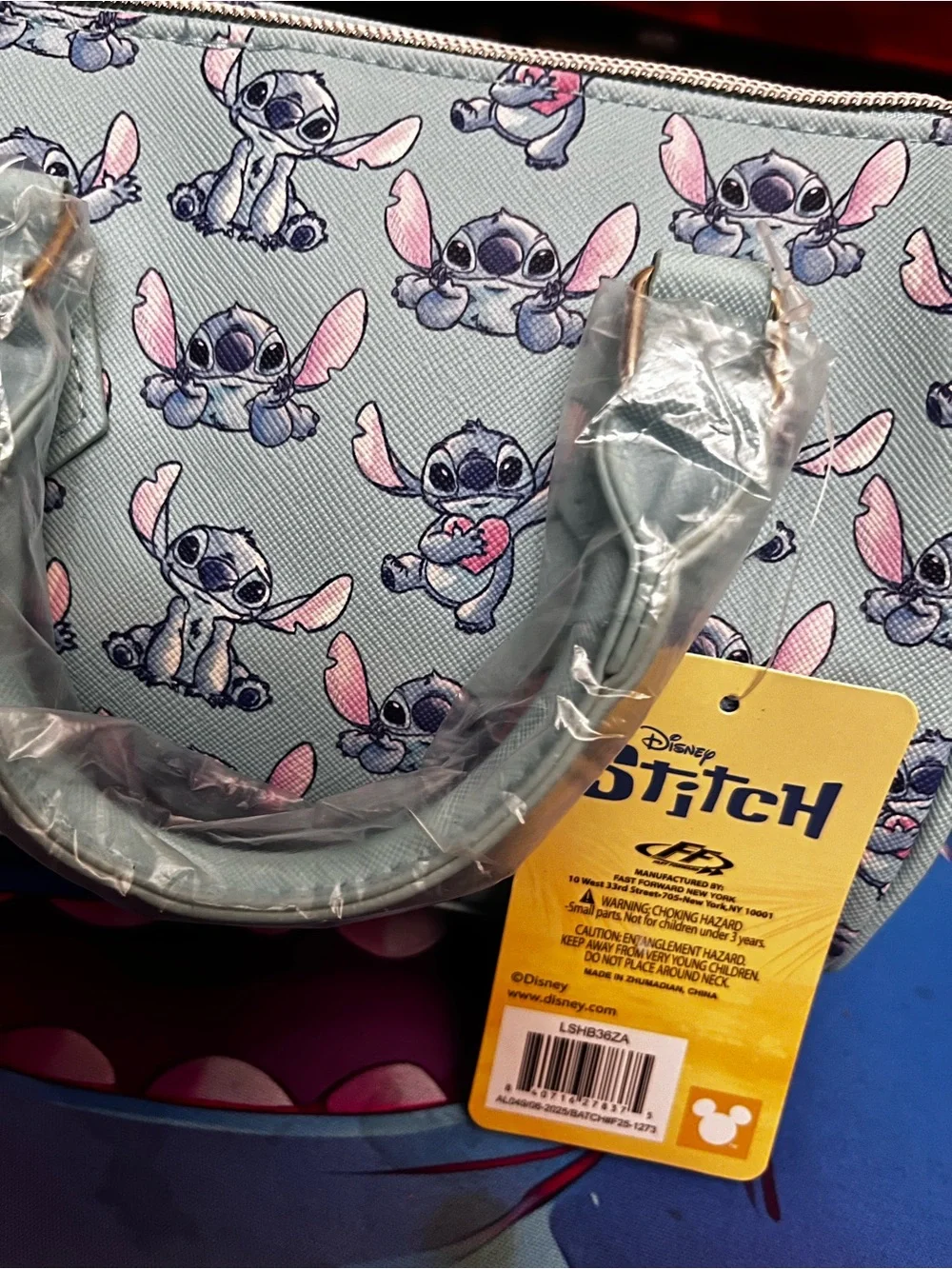 Disney Light Blue Stitch Pattern Kids Mini Handbag with wallet